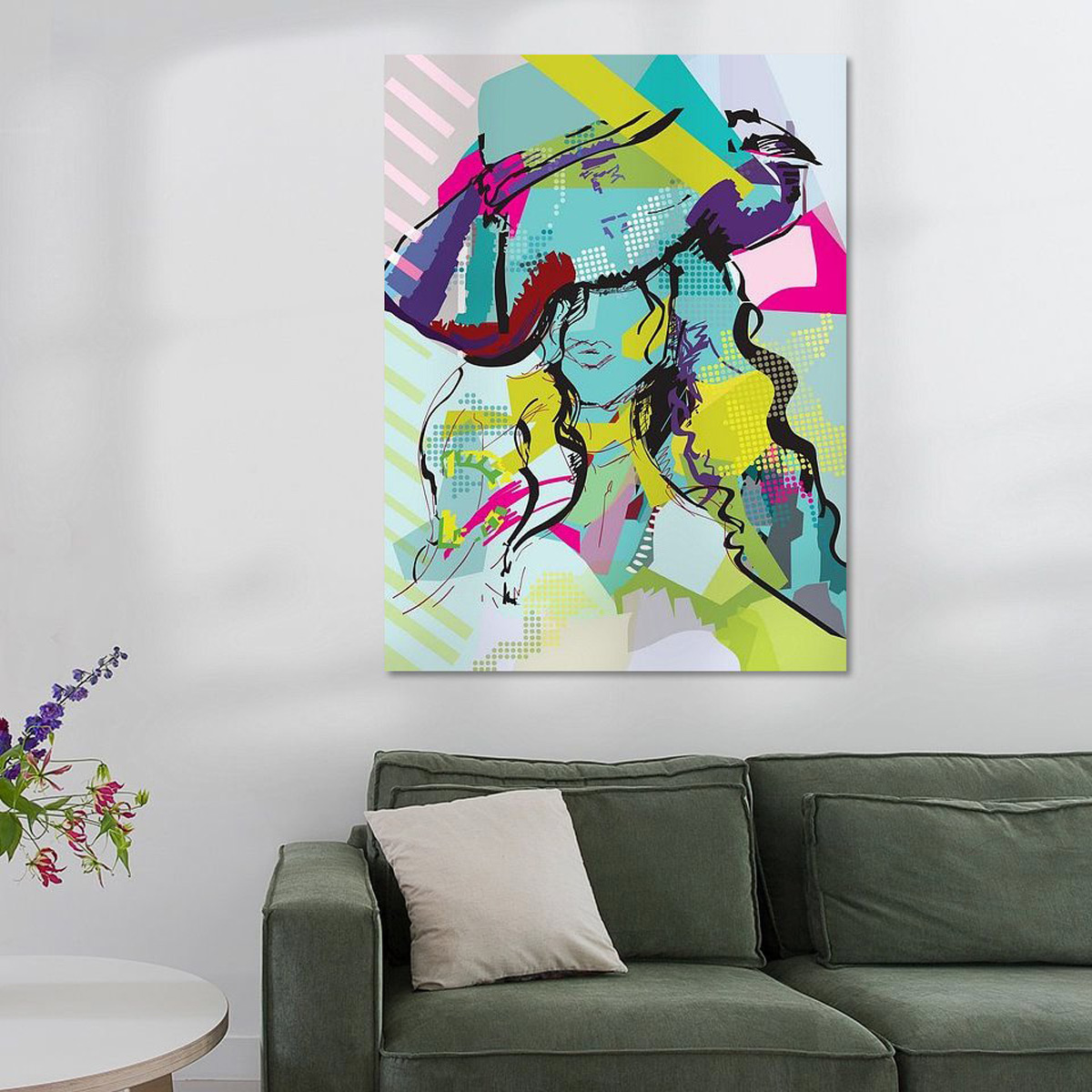 kunstdruck lady mit hut